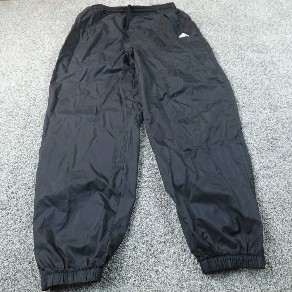 VTG Adidas Pants Mens XL Black Drawstring Warmup Windbreaker Jogger Track 90s